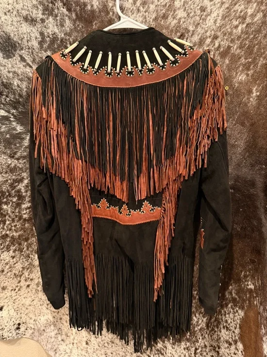 Leather Gallery Women's Black & Brown Suede Fringe Leather Jacket - Picture 8 of 8